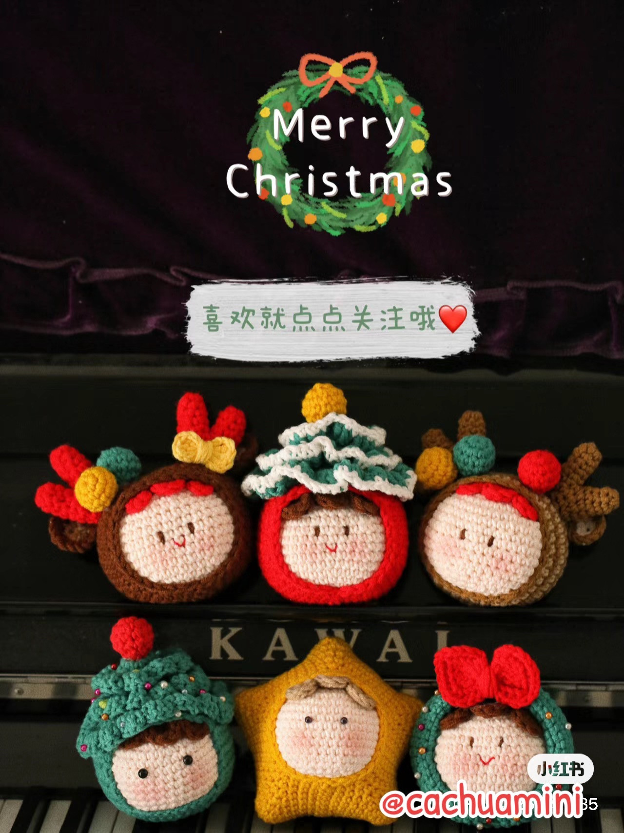 Chart móc len hình mặt người dễ thương cho mùa lễ hội.