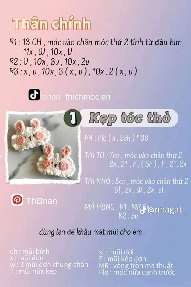 Chart móc len họa tiết trái cây và nơ cho phụ kiện thời trang
