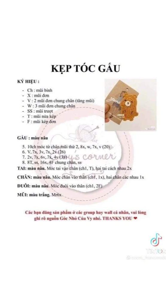 Chart móc len họa tiết trái cây và nơ cho phụ kiện thời trang