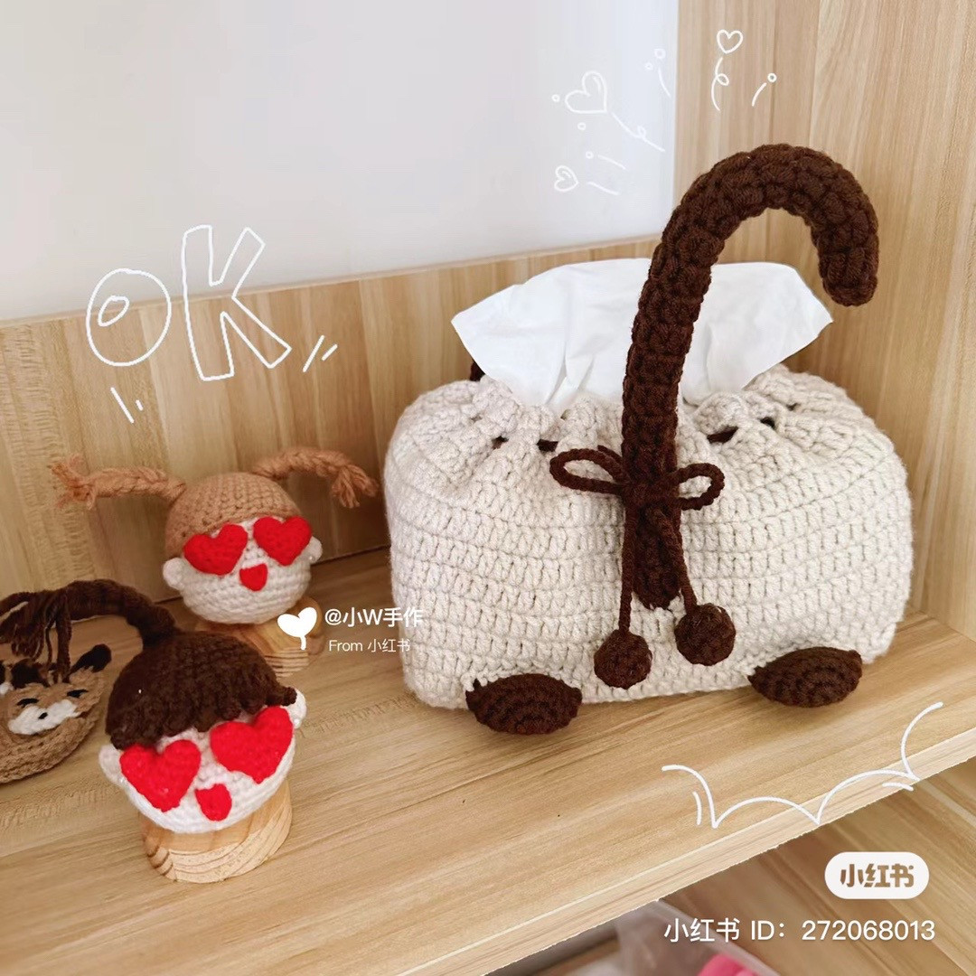 Chart móc len hộp khăn giấy hình mèo dễ thương và sáng tạo