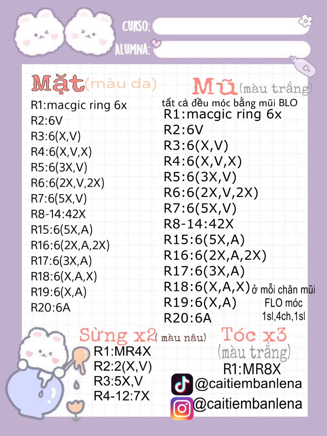 Chart Móc Len Hướng Dẫn Làm Búp Bê Cừu Dễ Thương