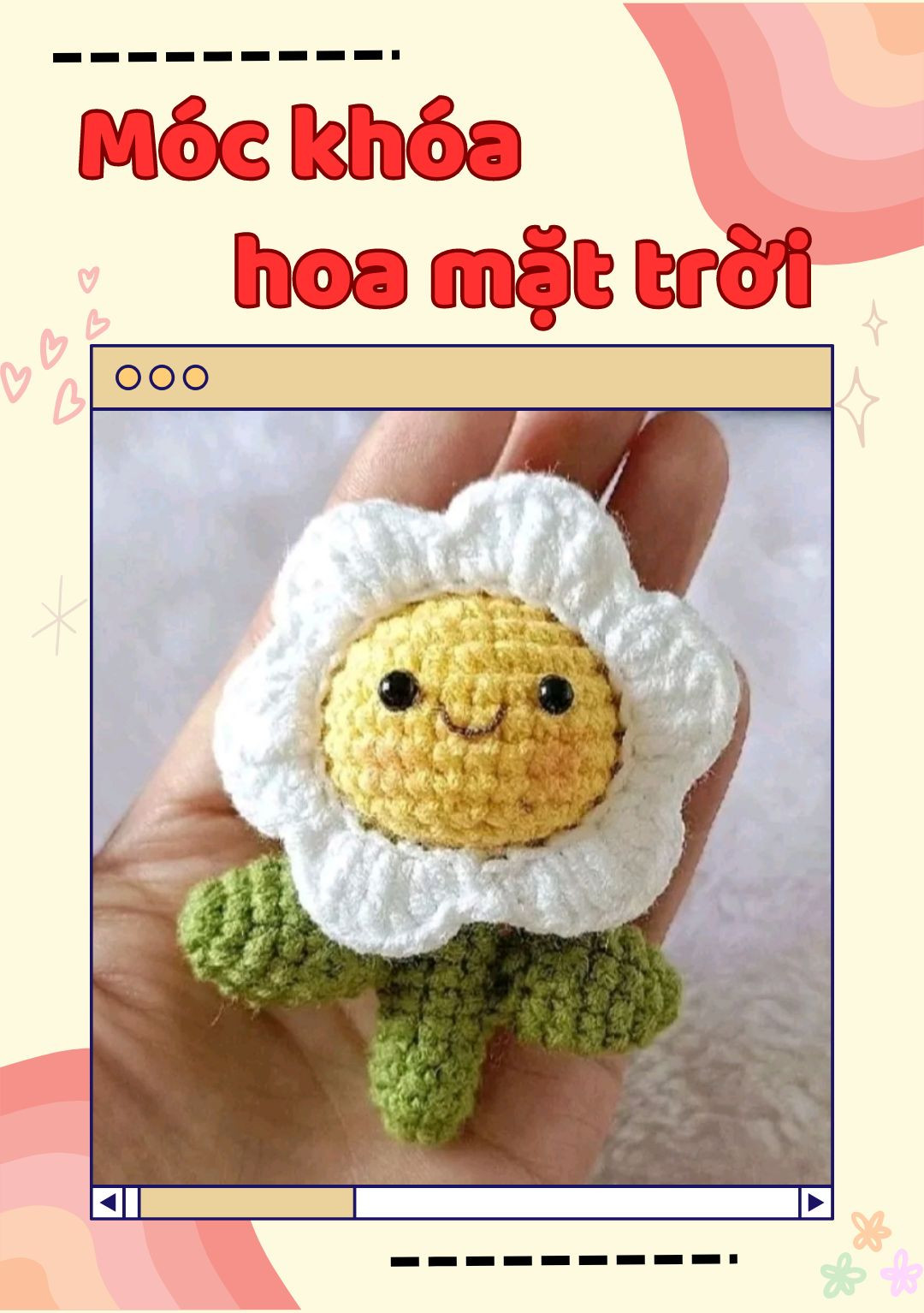 Chart móc len móc khóa hoa mặt trời dễ thương