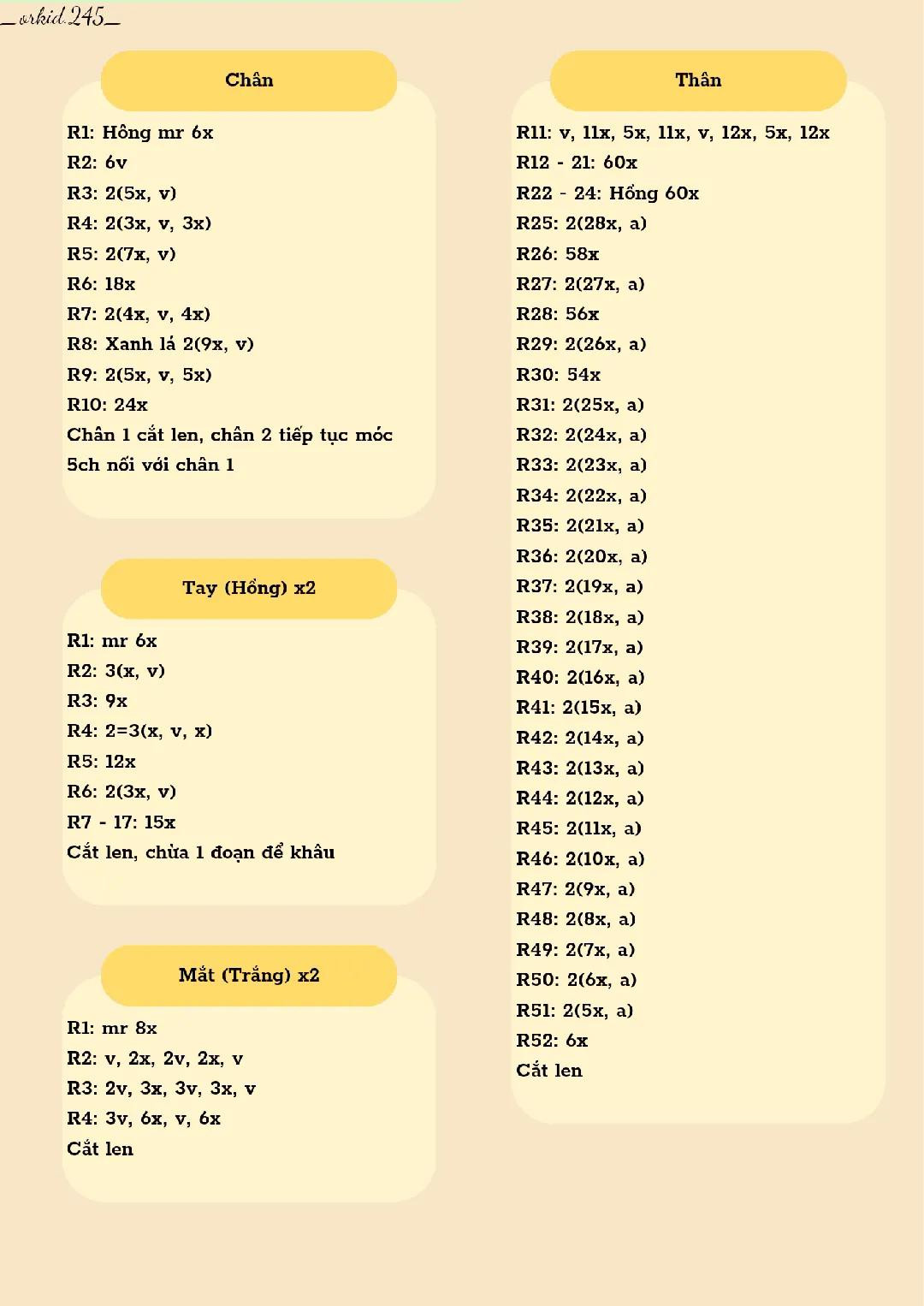 Chart móc len nhân vật sao biển hồng dễ thương