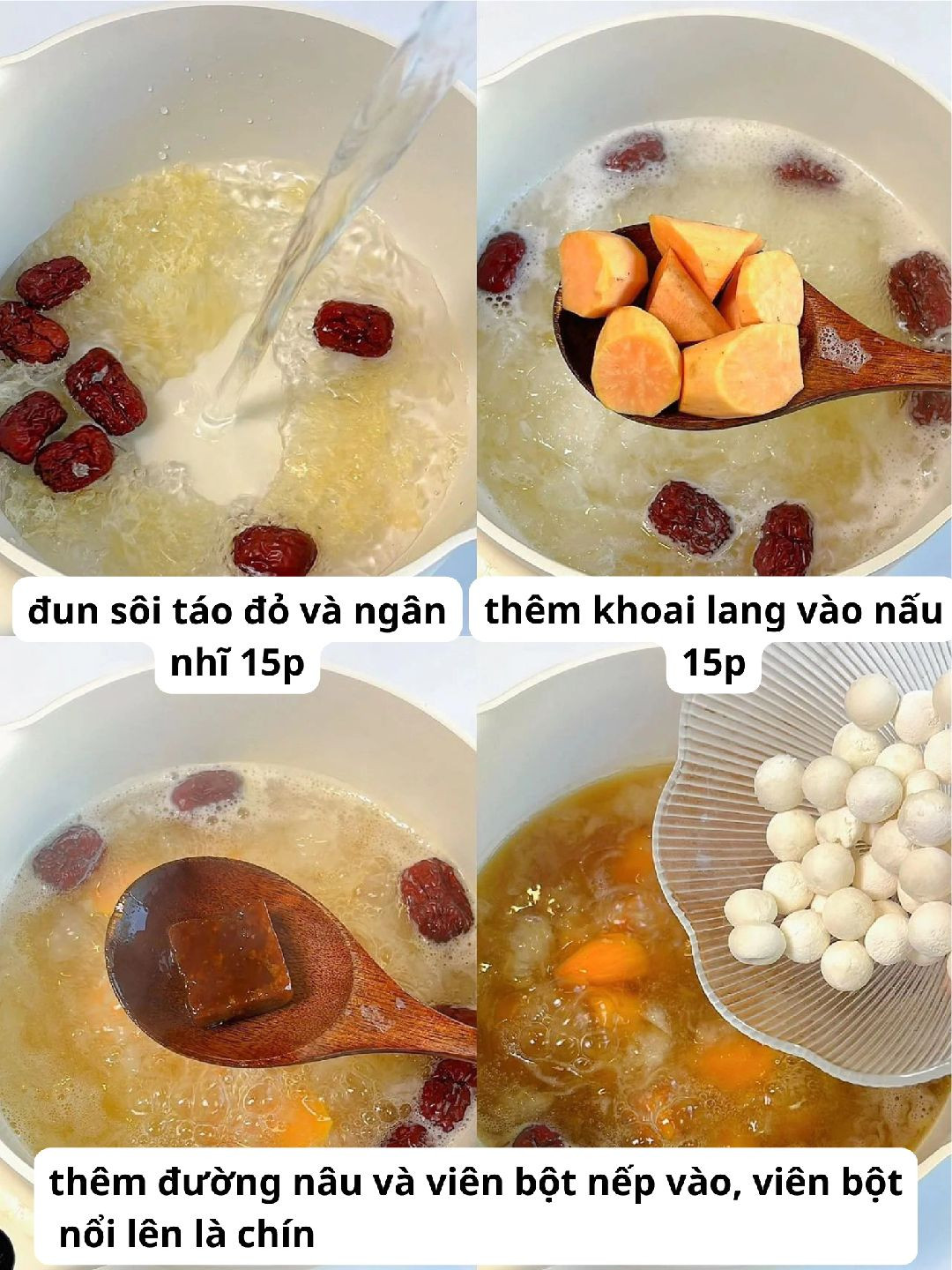 Chè Táo Đỏ Khoai Lang Ngọt Ngào Viên Bột Nếp Dẻo Thơm