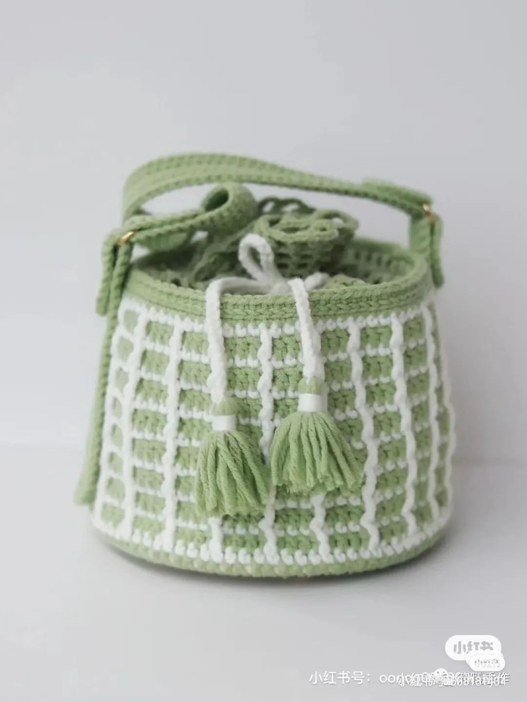 Colorful Crochet Bag with Ribbon Details and Yarn Balls