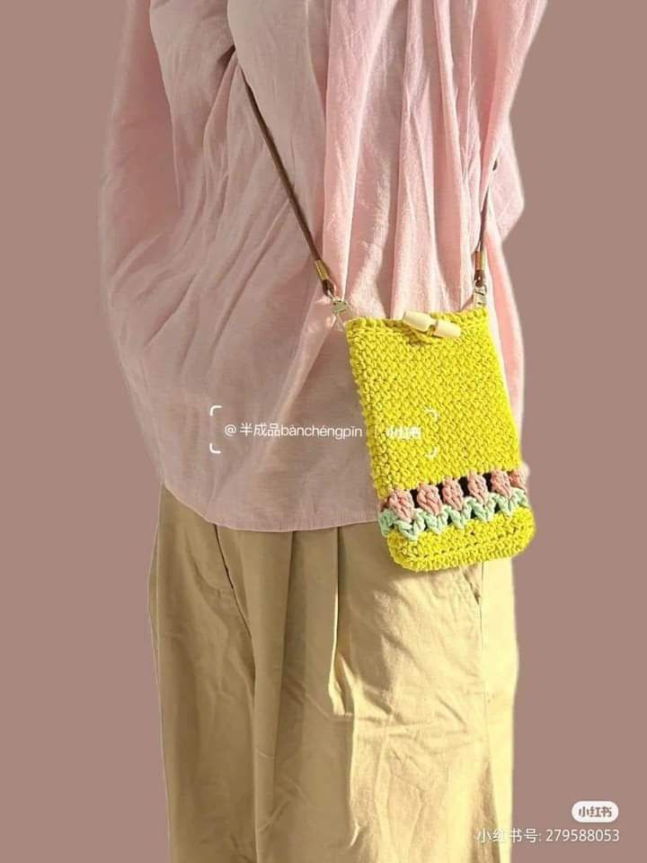 Colorful Crochet Bag with Tools and Yarn Setup