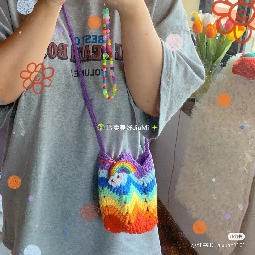 Colorful Crochet Bags with Rainbow and Watermelon Designs