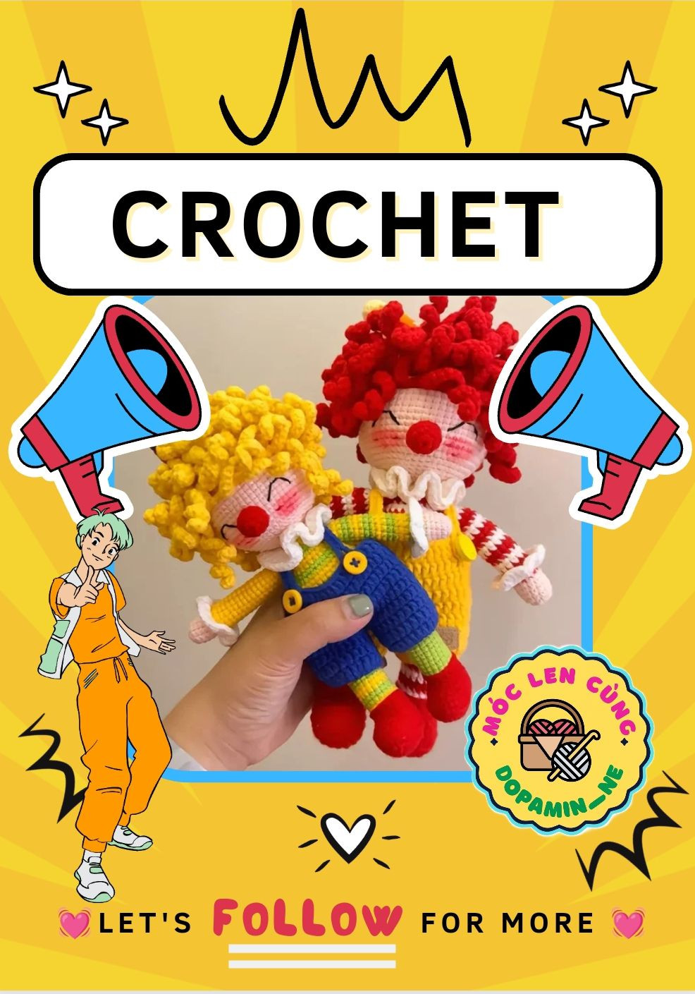 Colorful Crochet Clown Toy Pattern for Beginners