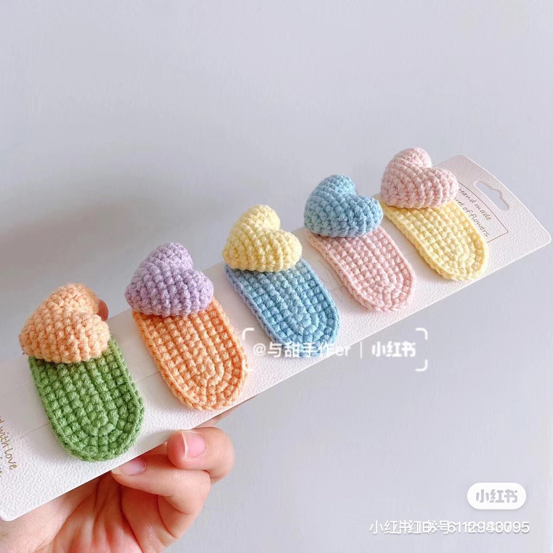 Colorful Crochet Heart Hair Clips Pattern for Beginners