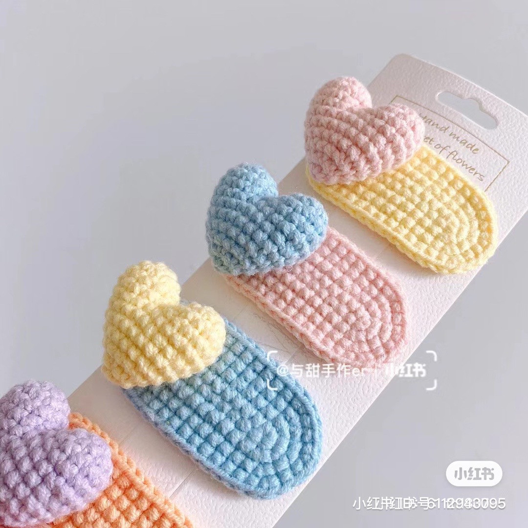 Colorful Crochet Heart Hair Clips Pattern for Beginners