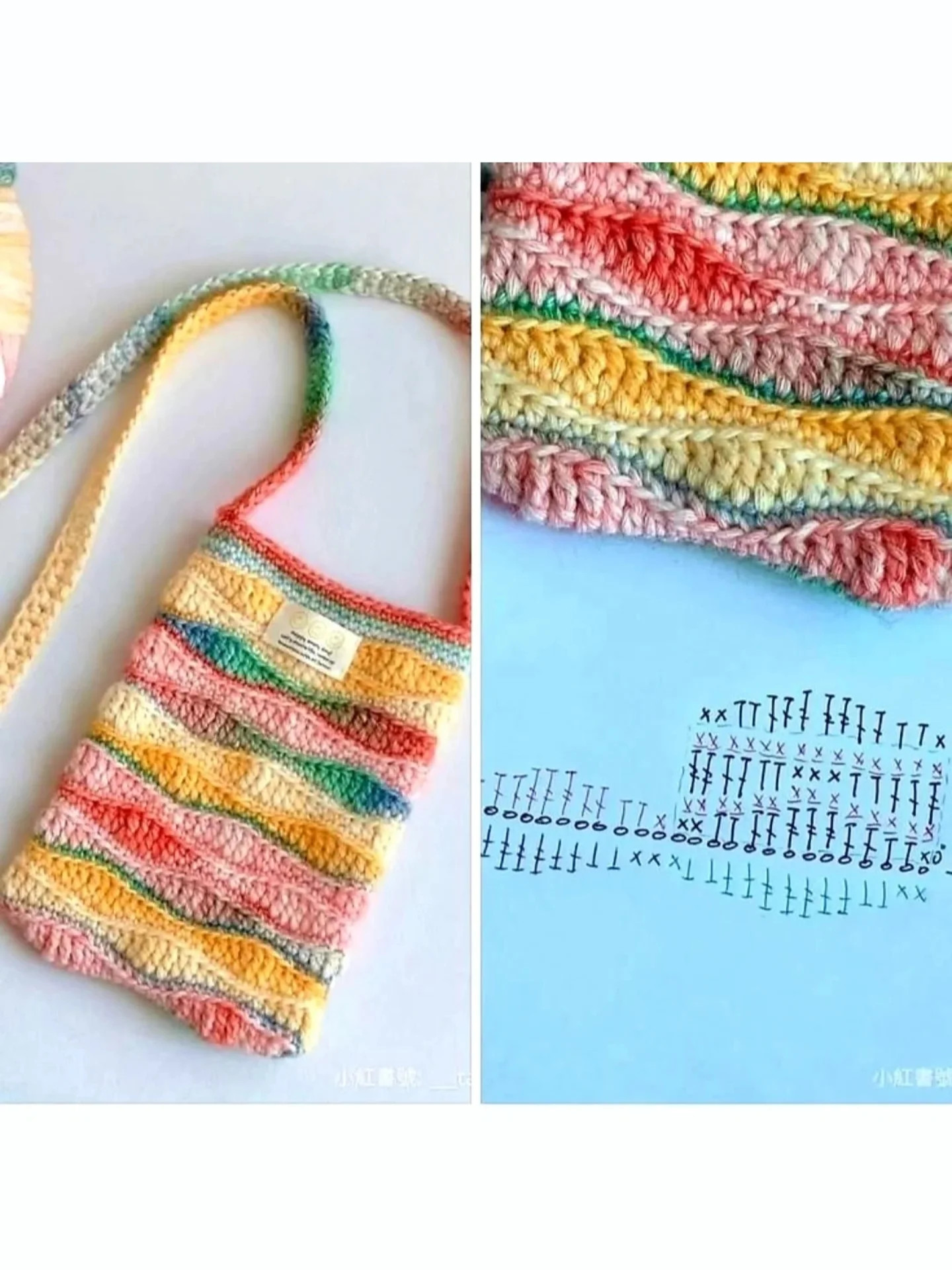 Colorful Crochet Pattern Chart with Various Stitches