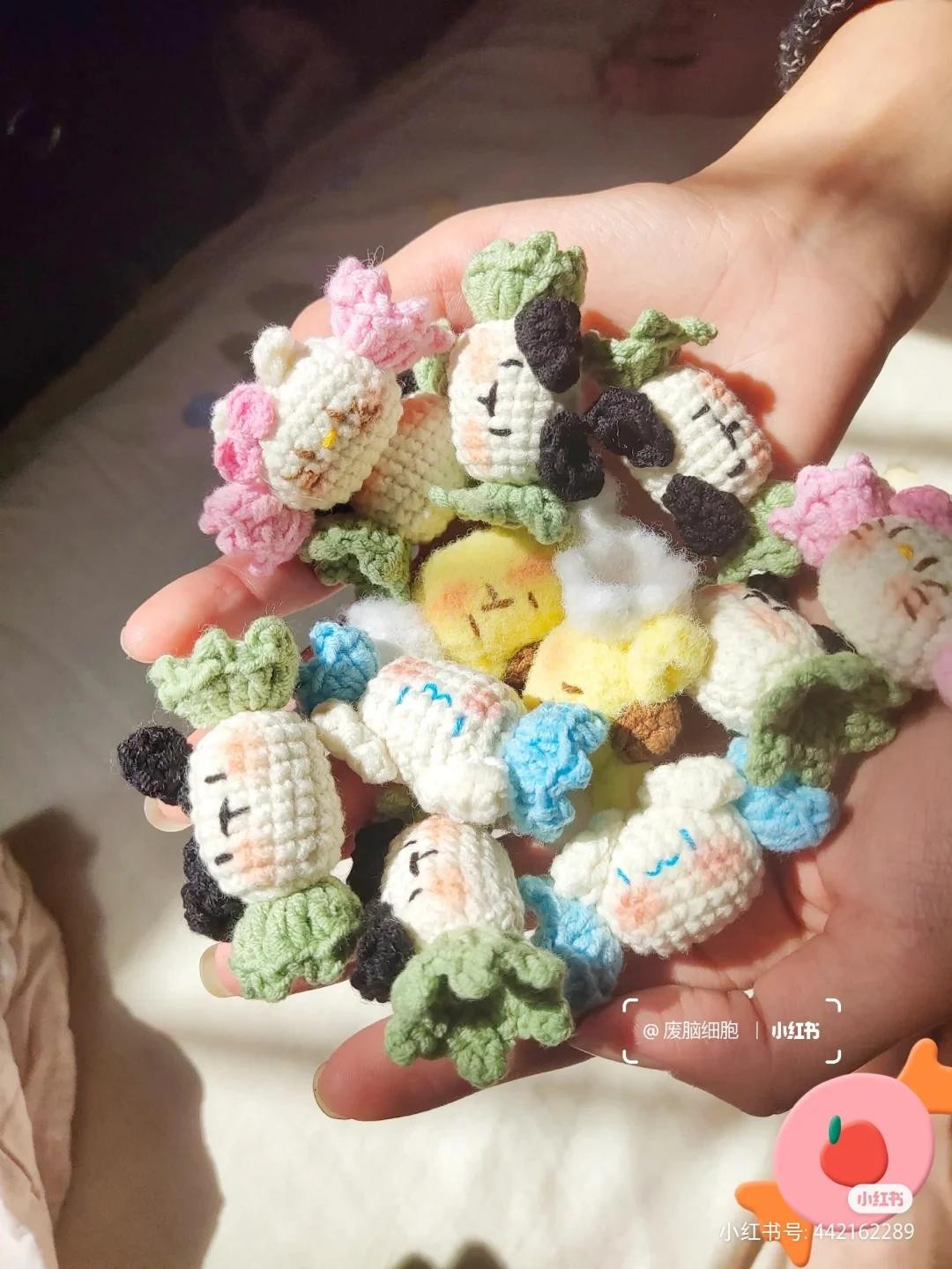 Colorful Crochet Vegetables and Animals Held in Hands