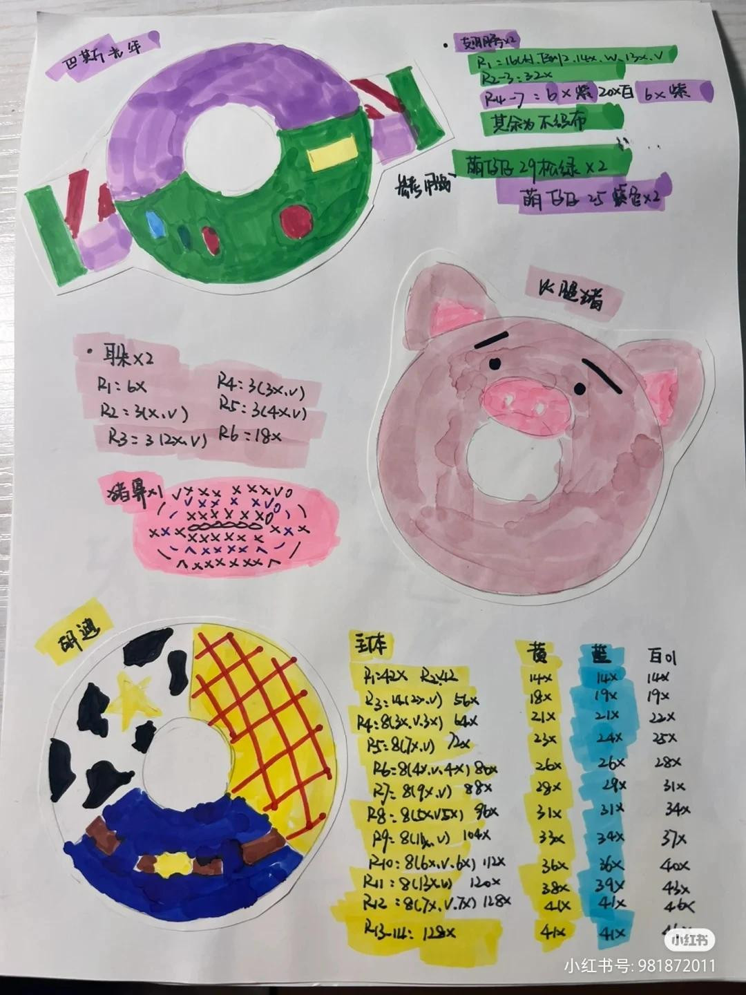 Colorful Crocheted Donut Stacker with Cute Animal Faces