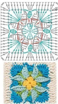 Colorful Flower Granny Square Crochet Pattern Chart