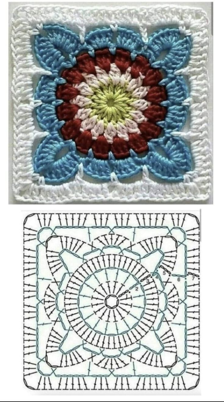 Colorful Flower Granny Square Crochet Pattern Chart