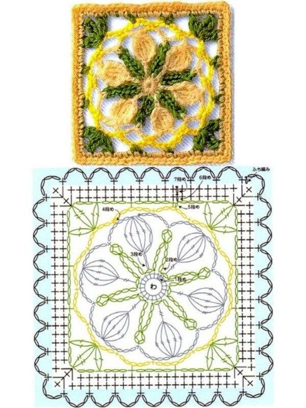 Colorful Flower Granny Square Crochet Pattern Chart