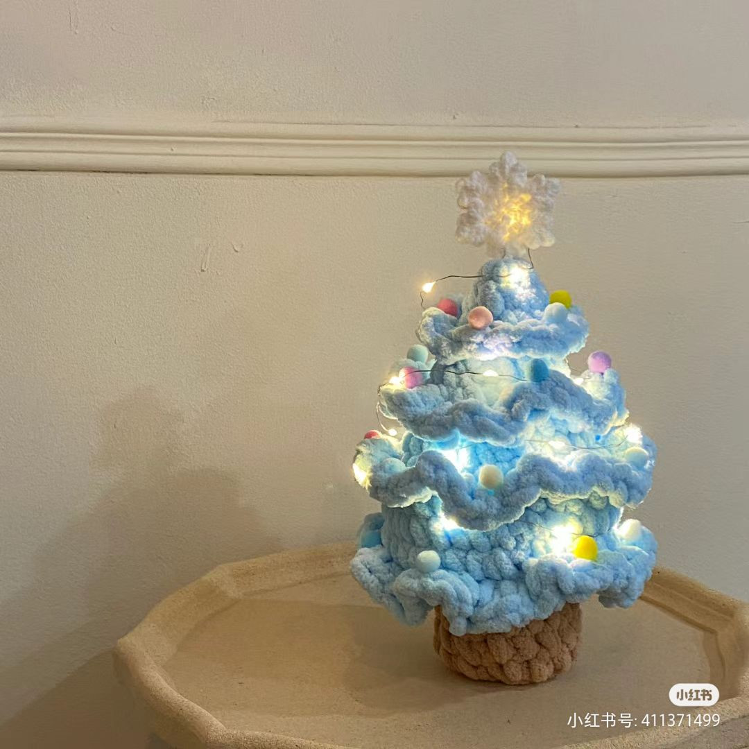 Cozy Crochet Christmas Trees with Lights and Pom-Poms