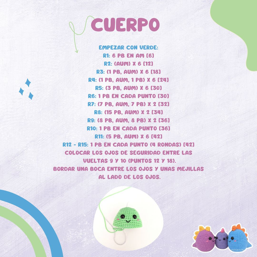 Crea adorables dinosaurios amigurumi con este patrón gratuito