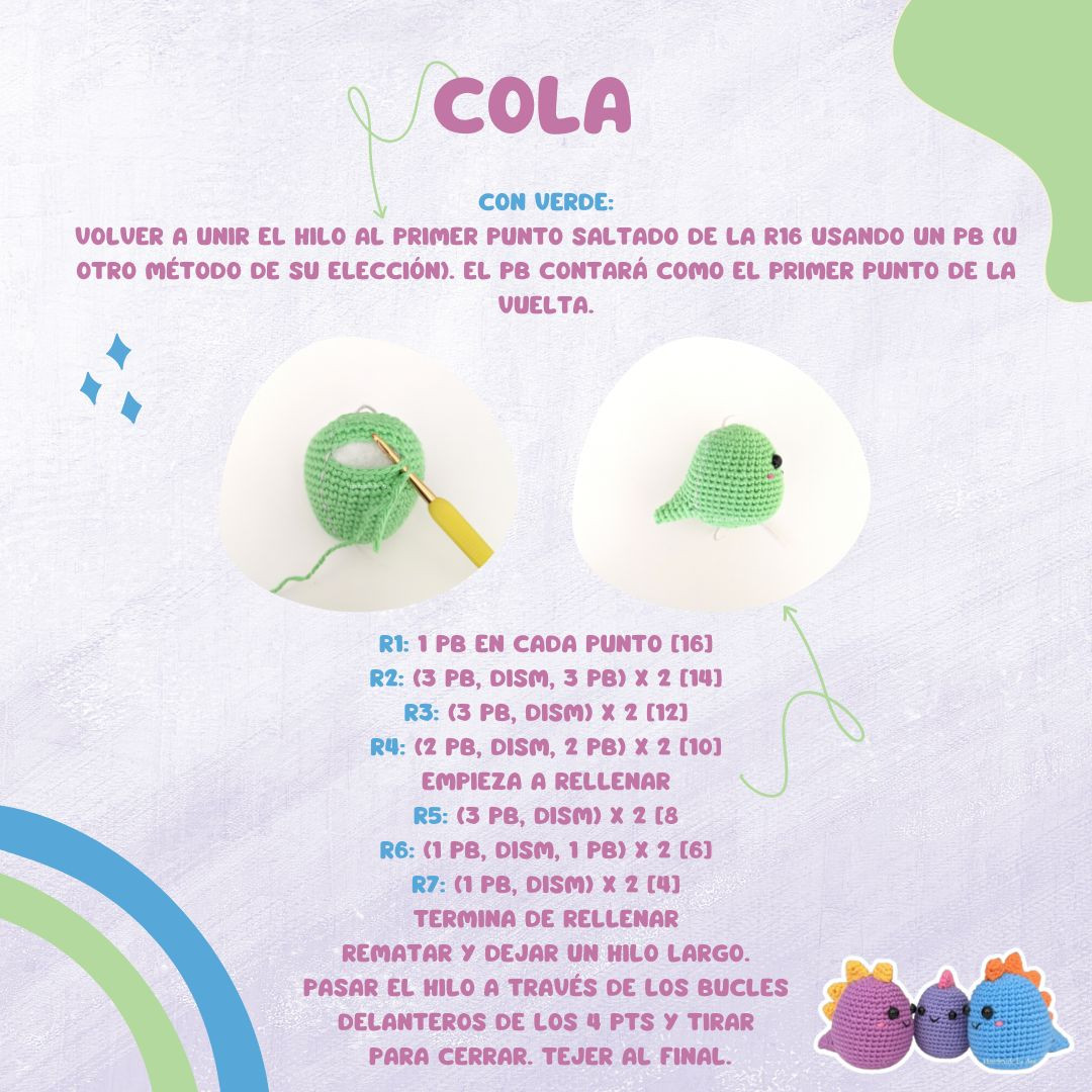 Crea adorables dinosaurios amigurumi con este patrón gratuito