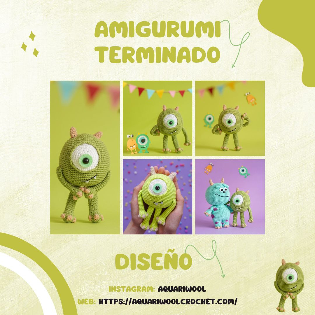 Crea tu propio Mike Wazowski Amigurumi con este patrón gratis