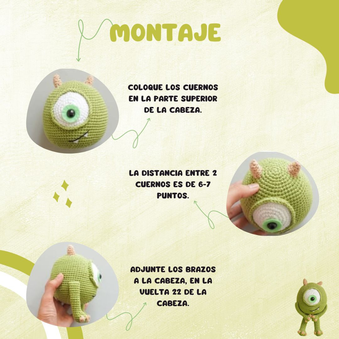 Crea tu propio Mike Wazowski Amigurumi con este patrón gratis