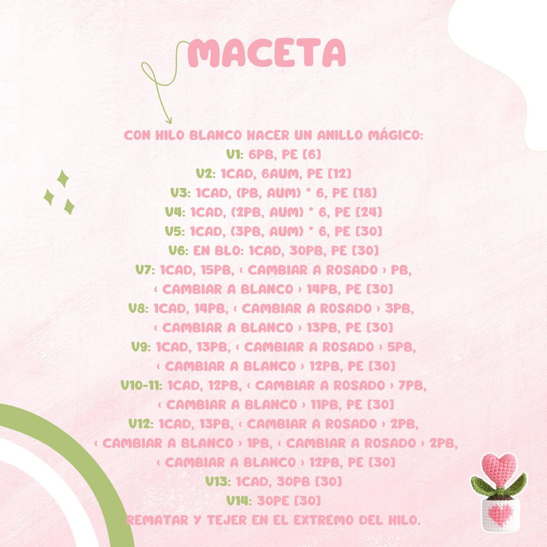 Crea una maceta con corazón a crochet: patrón gratuito