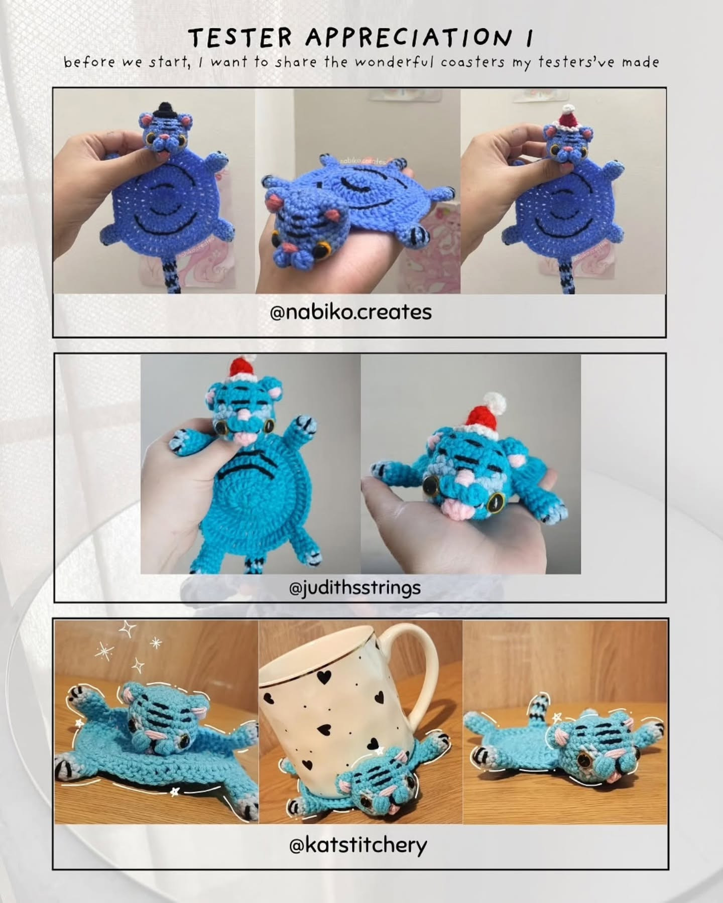 Create a Cute Blue Coaster with Bonus Santa Hat Pattern