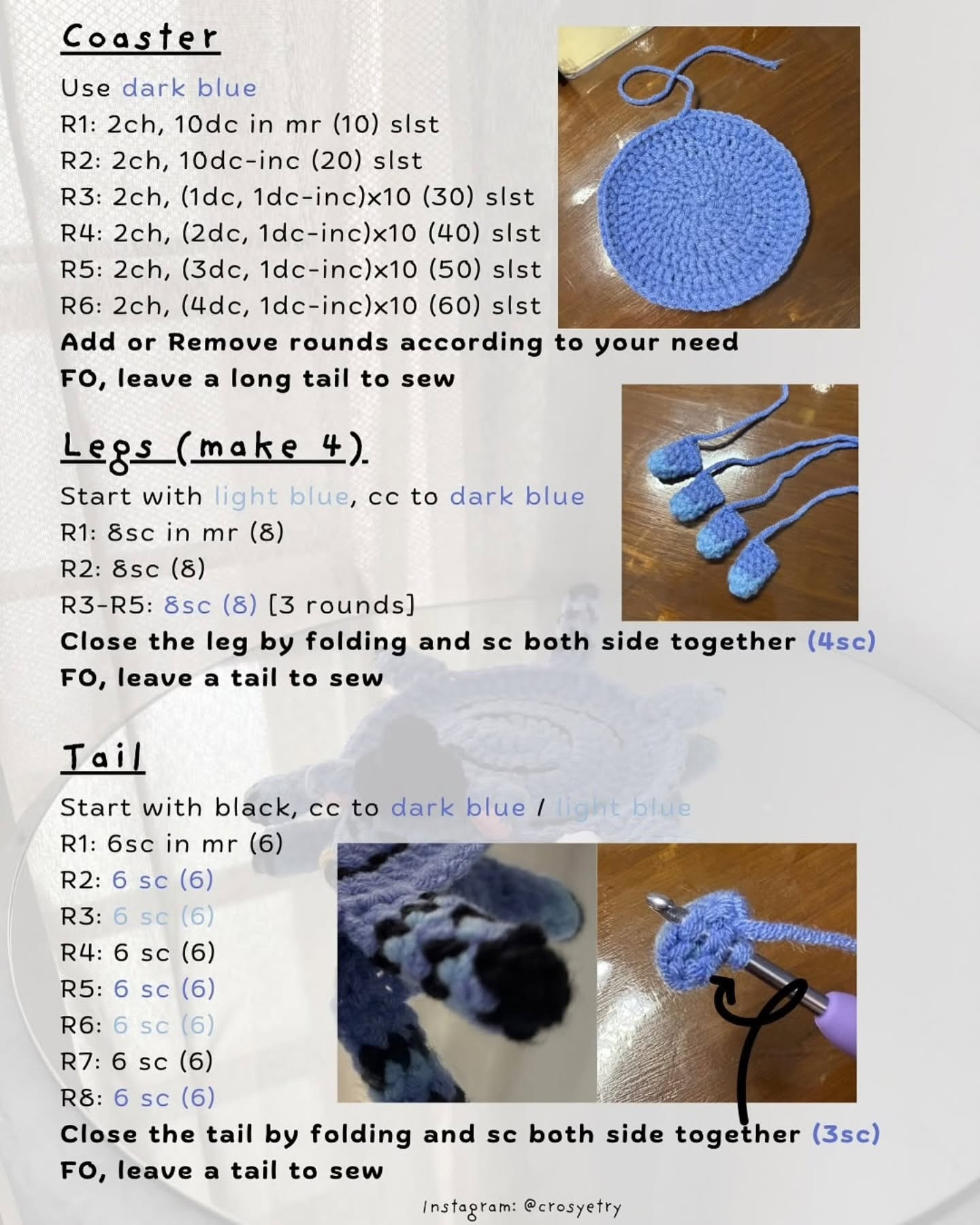 Create a Cute Blue Coaster with Bonus Santa Hat Pattern