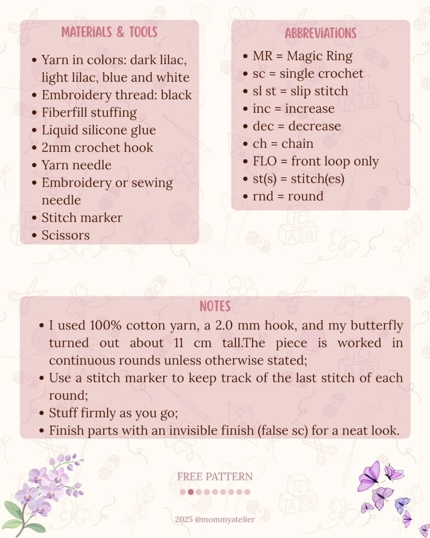 Crochet Amigurumi Butterfly Free Pattern for Beginners