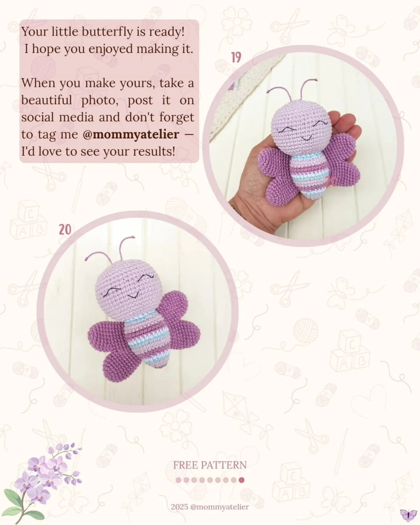 Crochet Amigurumi Butterfly Free Pattern for Beginners