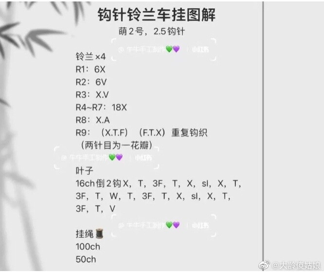 Crochet Bellflower Pattern with Pastel Colors and Green Stems