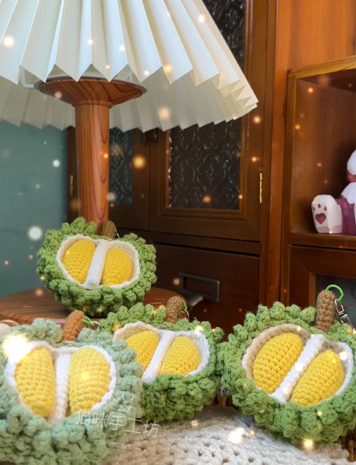 Crochet Chart for Cute Durian Keychain Pattern