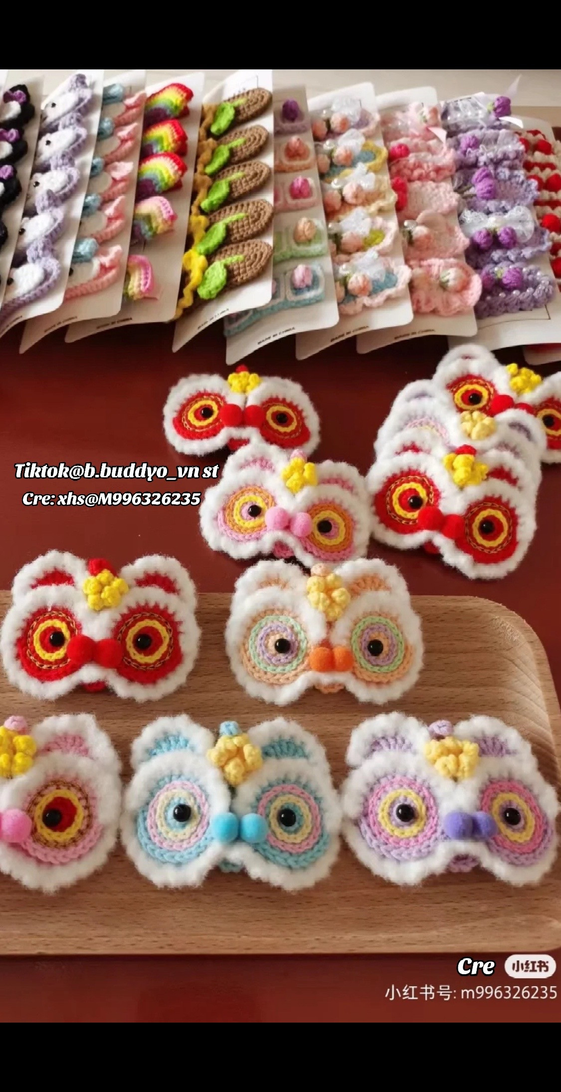 Crochet Chinese Lion Head Decorations for Lunar New Year Celebration