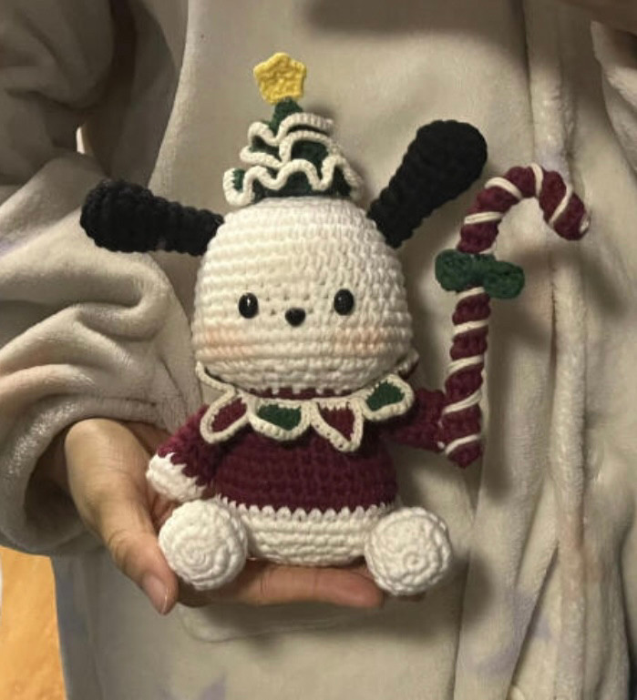 Crochet Christmas Dog with Candy Cane Amigurumi Pattern