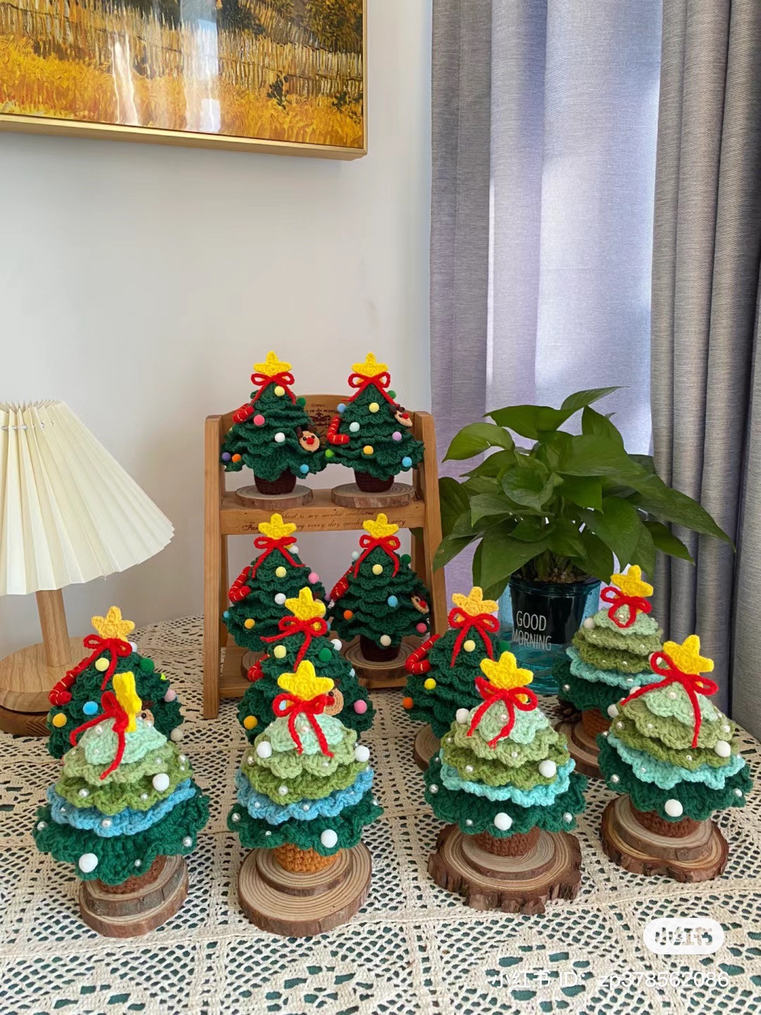 Crochet Christmas Tree with Star and Bow Decoration