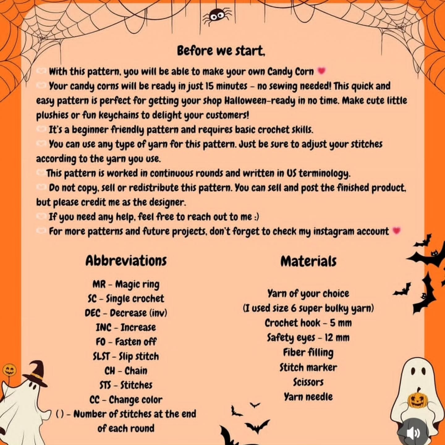 Crochet Cute Candy Corn for Halloween - No Sew Required