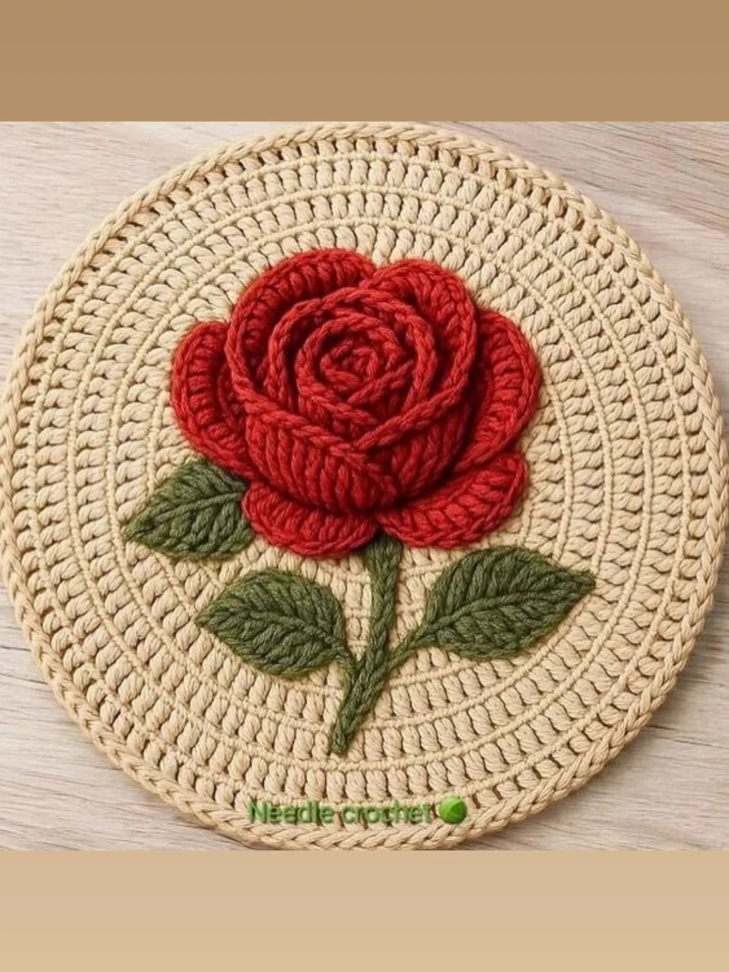 Crochet Flower Pattern with Leaves and Detailed Instructions
