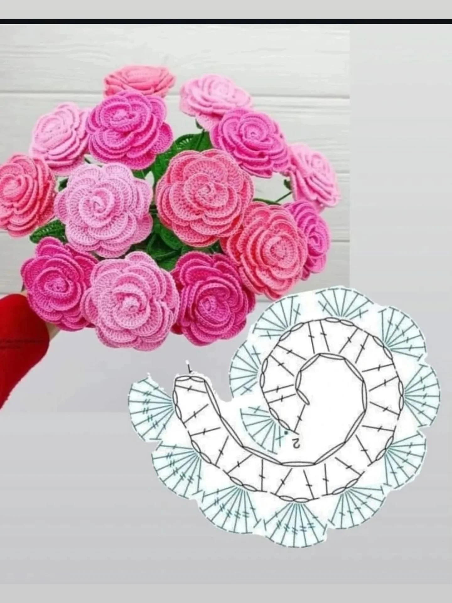 Crochet Flower Pattern with Leaves and Detailed Instructions