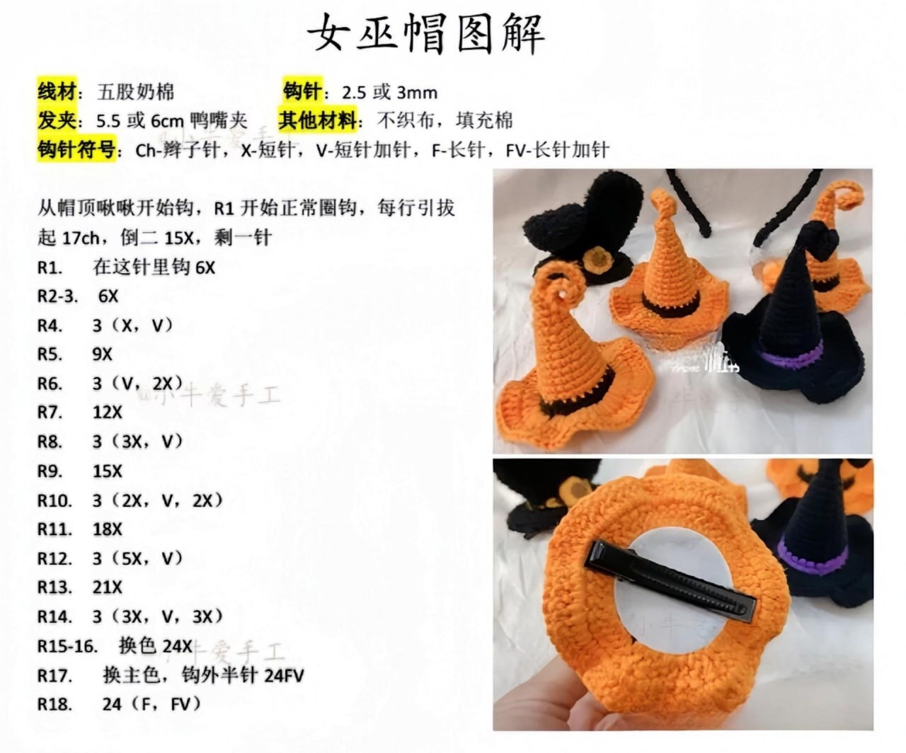 Crochet Halloween Decorations: Witch Hats and Pumpkins