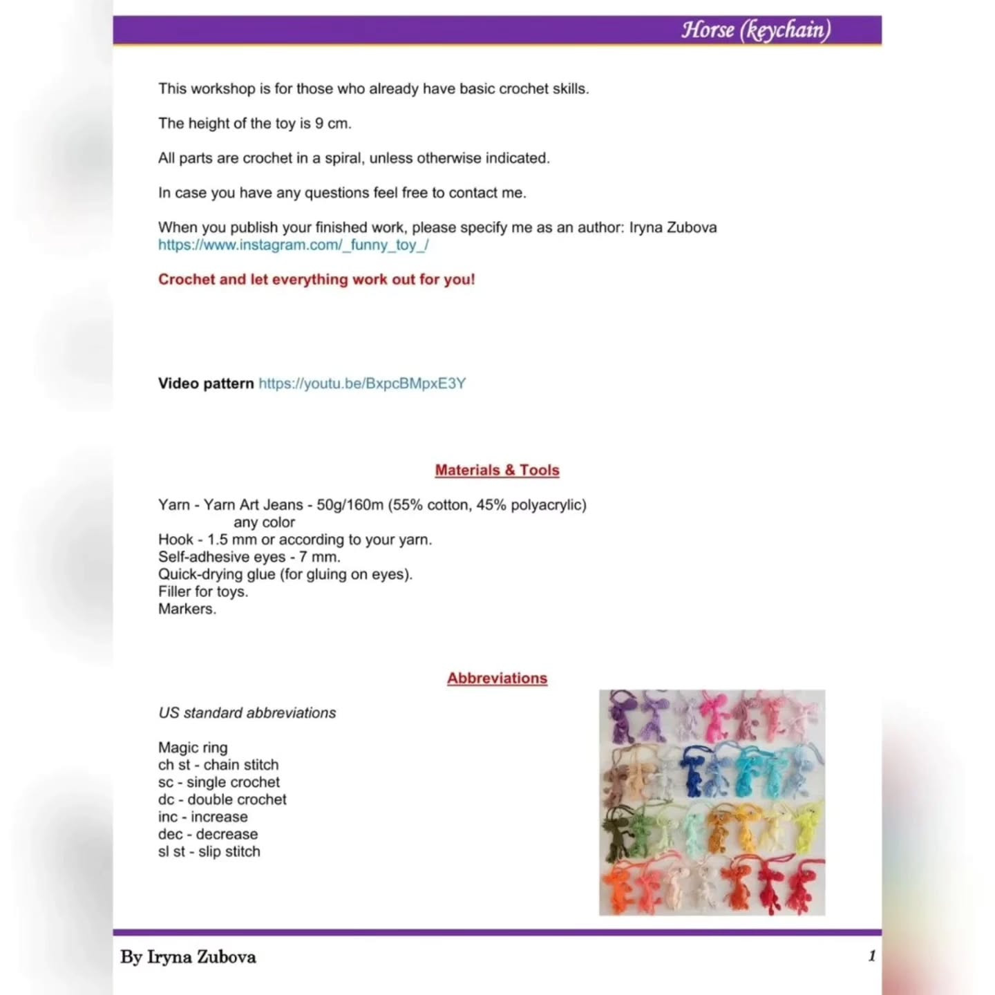 Crochet Horse Keychain Free Pattern for Beginners