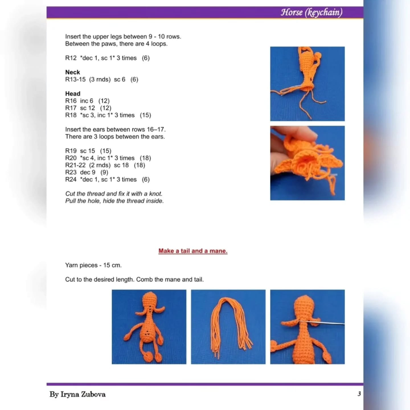 Crochet Horse Keychain Free Pattern for Beginners