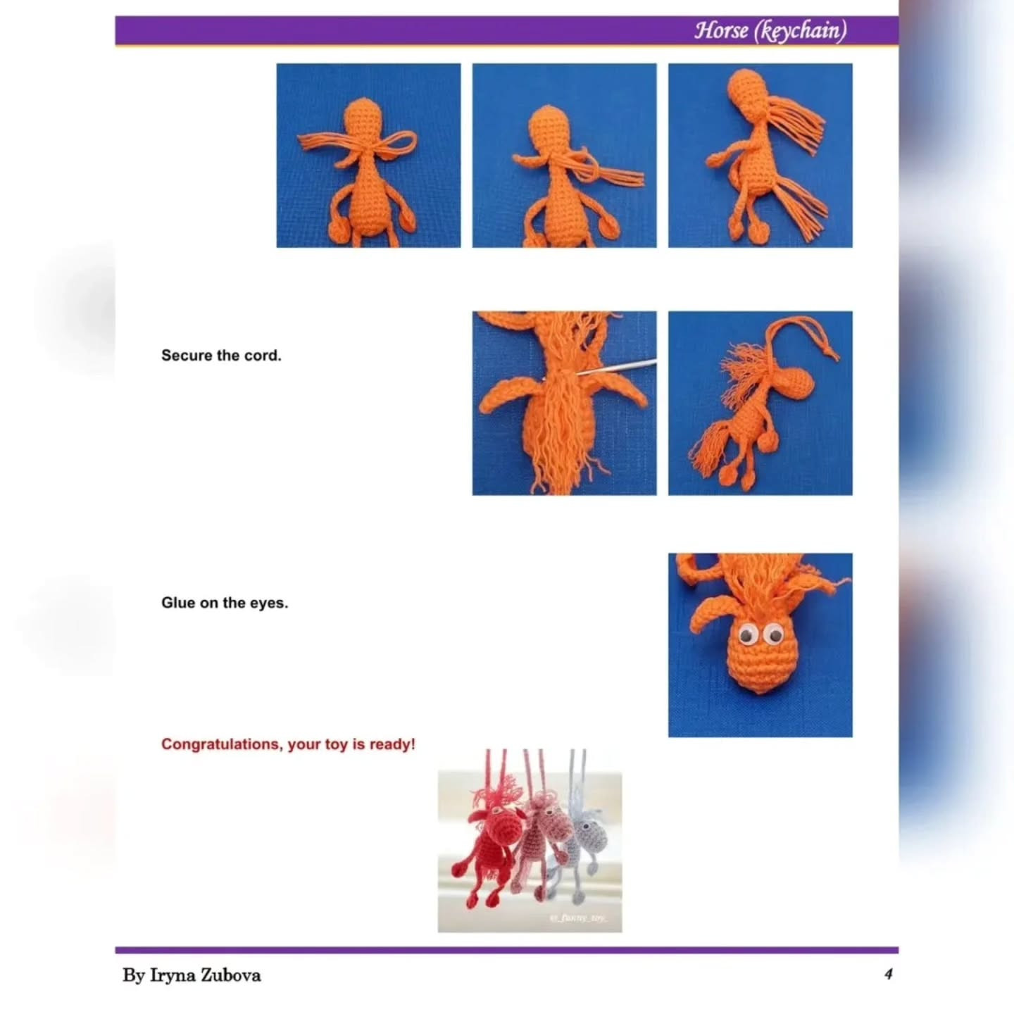 Crochet Horse Keychain Free Pattern for Beginners