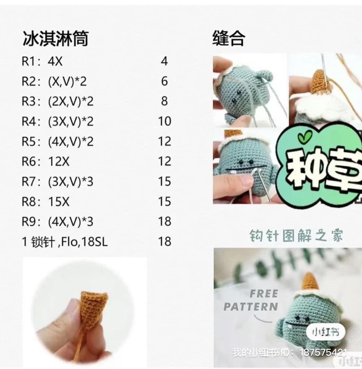 Crochet Ice Cream Cone Monsters Pattern for Cute Decorations