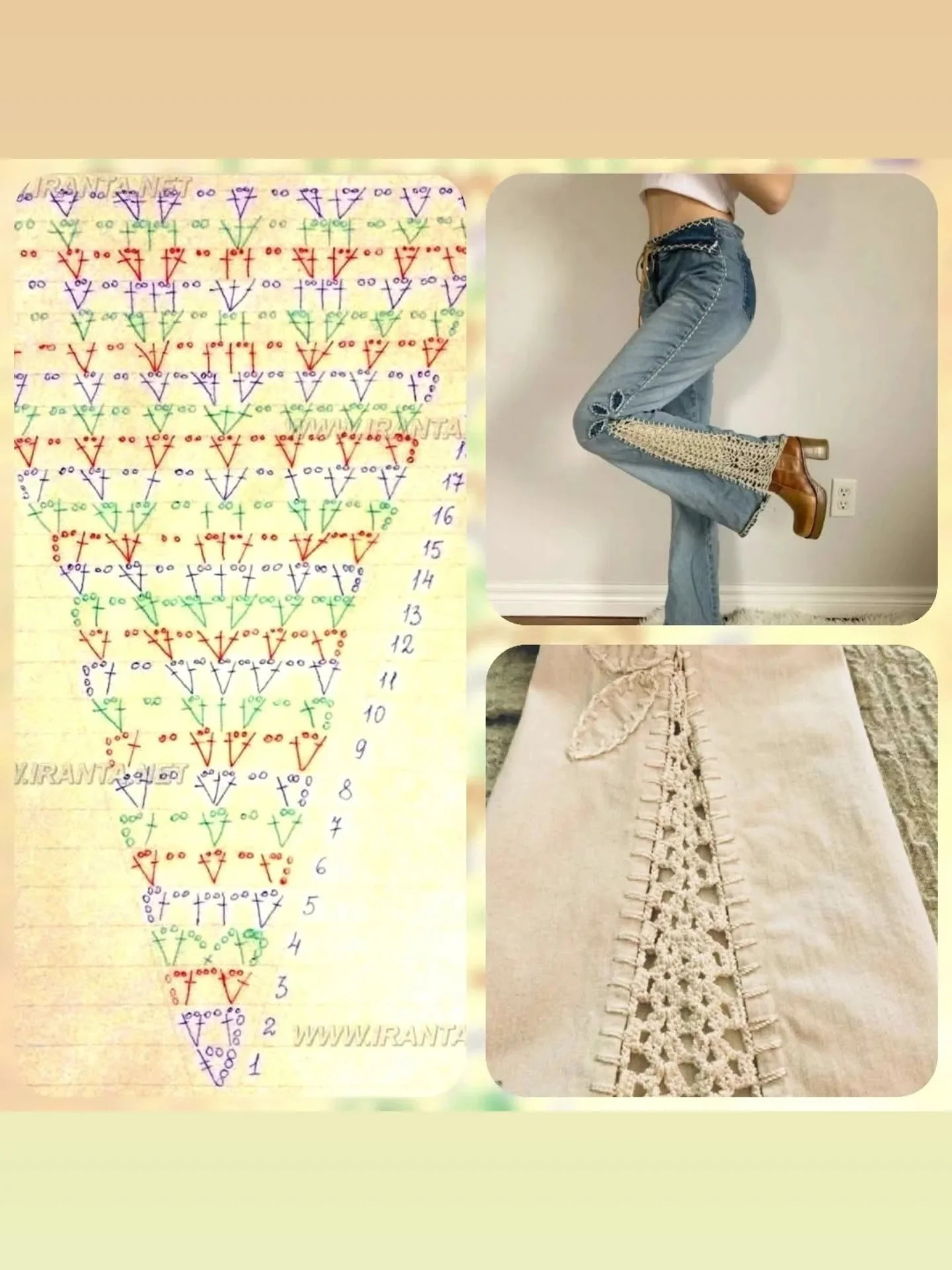 Crochet Lace Pattern for Stylish Jeans Insert