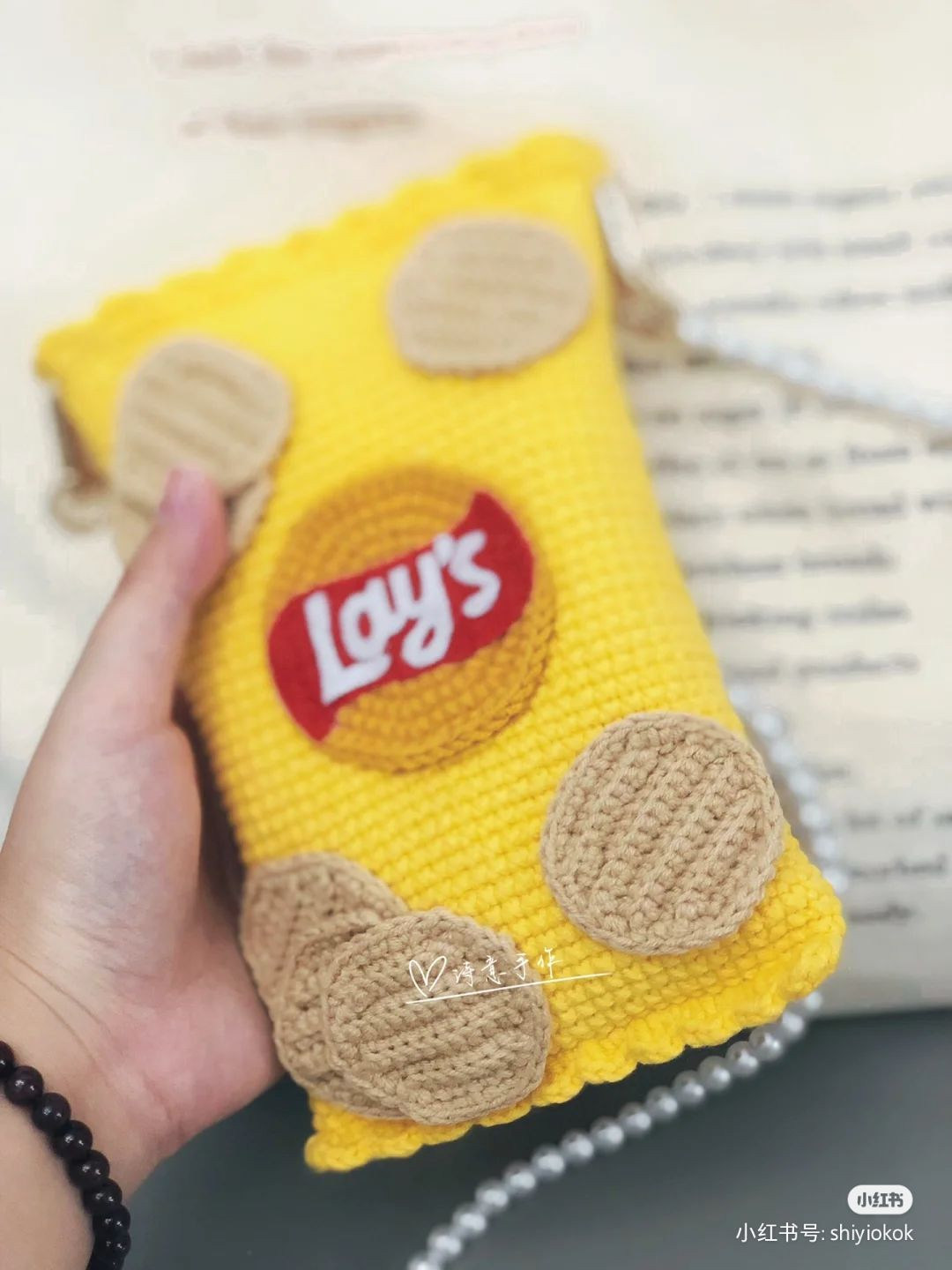 Crochet Lay's Chip Bag Design with Hello Kitty Phone Case