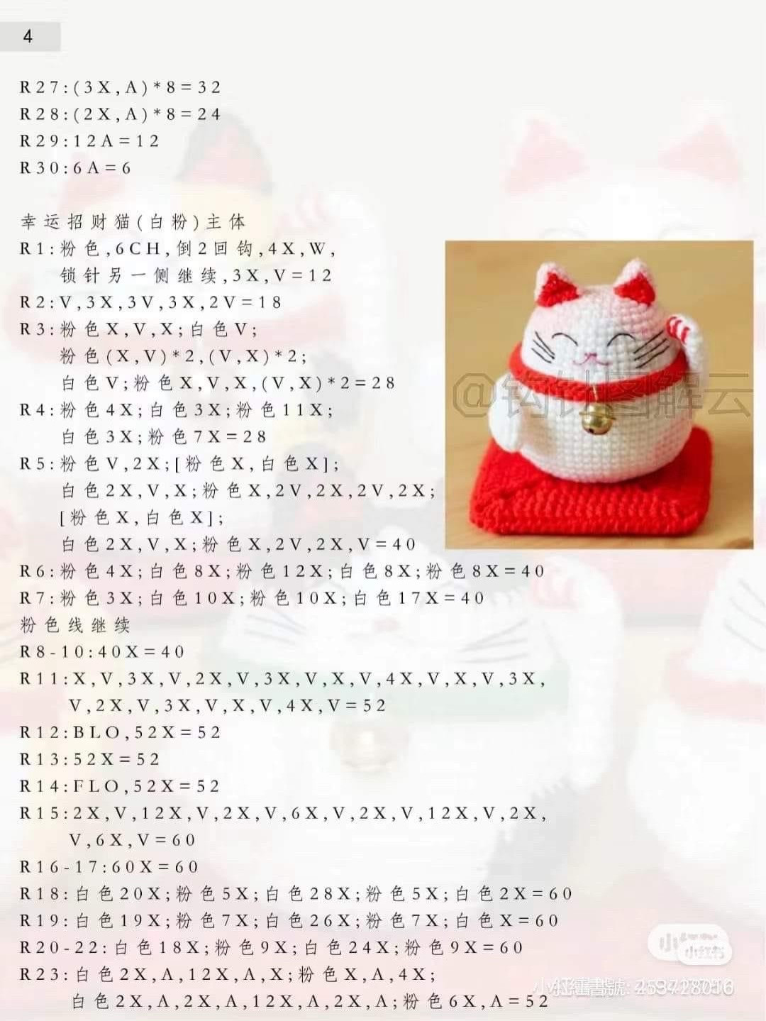 Crochet Lucky Cat Pattern for Good Fortune Decoration