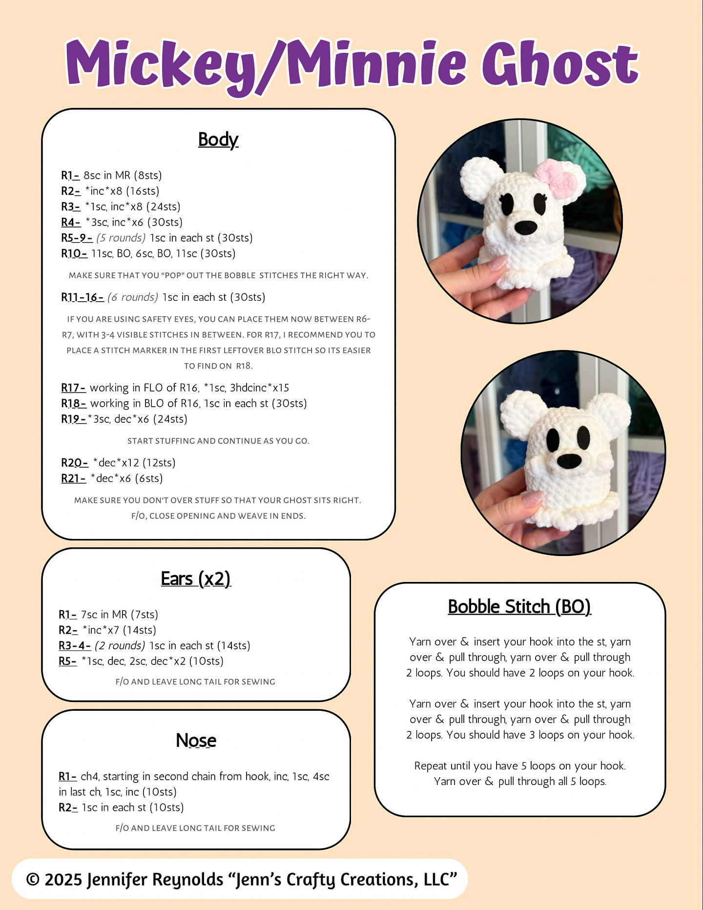 Crochet Mickey and Minnie Halloween Plush Toys Free Pattern