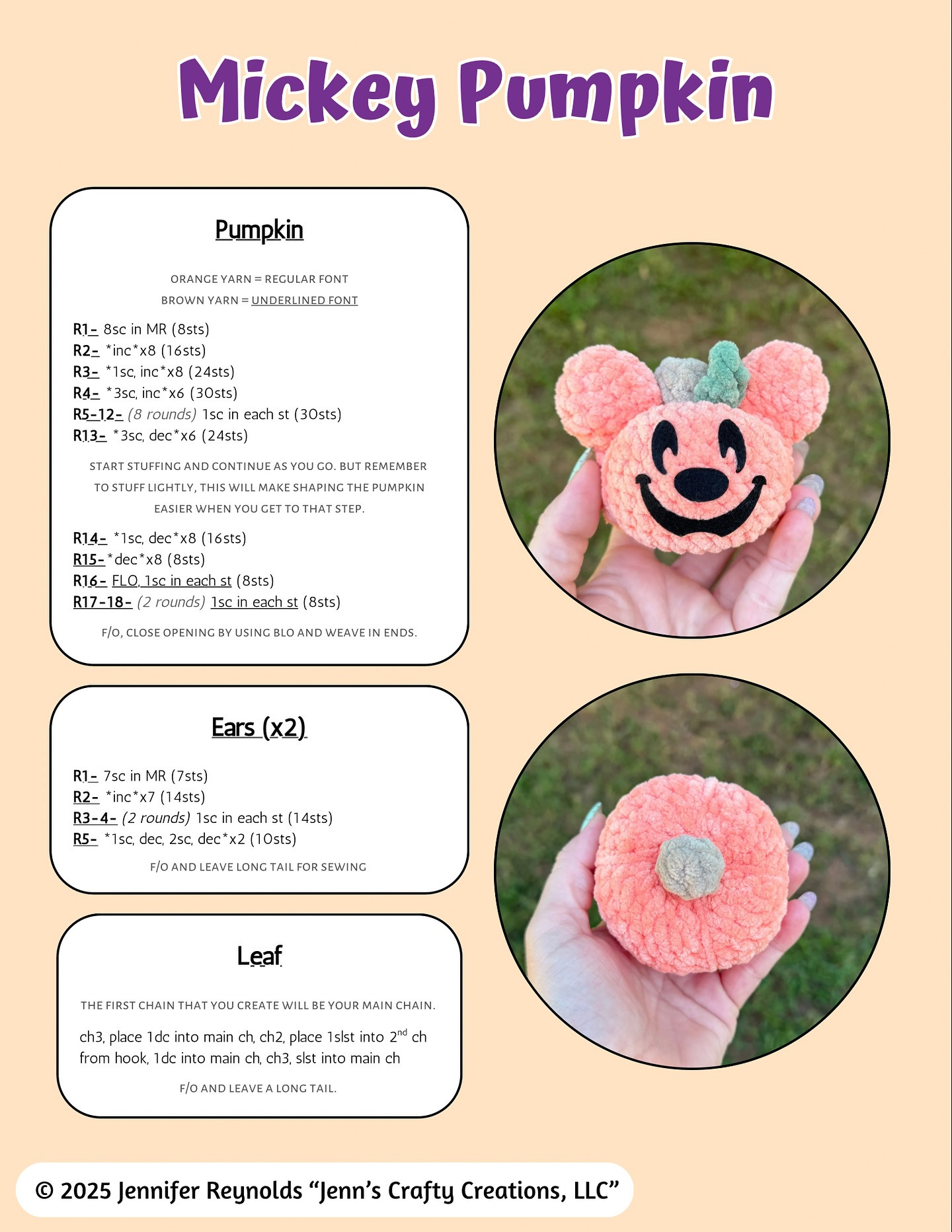 Crochet Mickey and Minnie Halloween Plush Toys Free Pattern