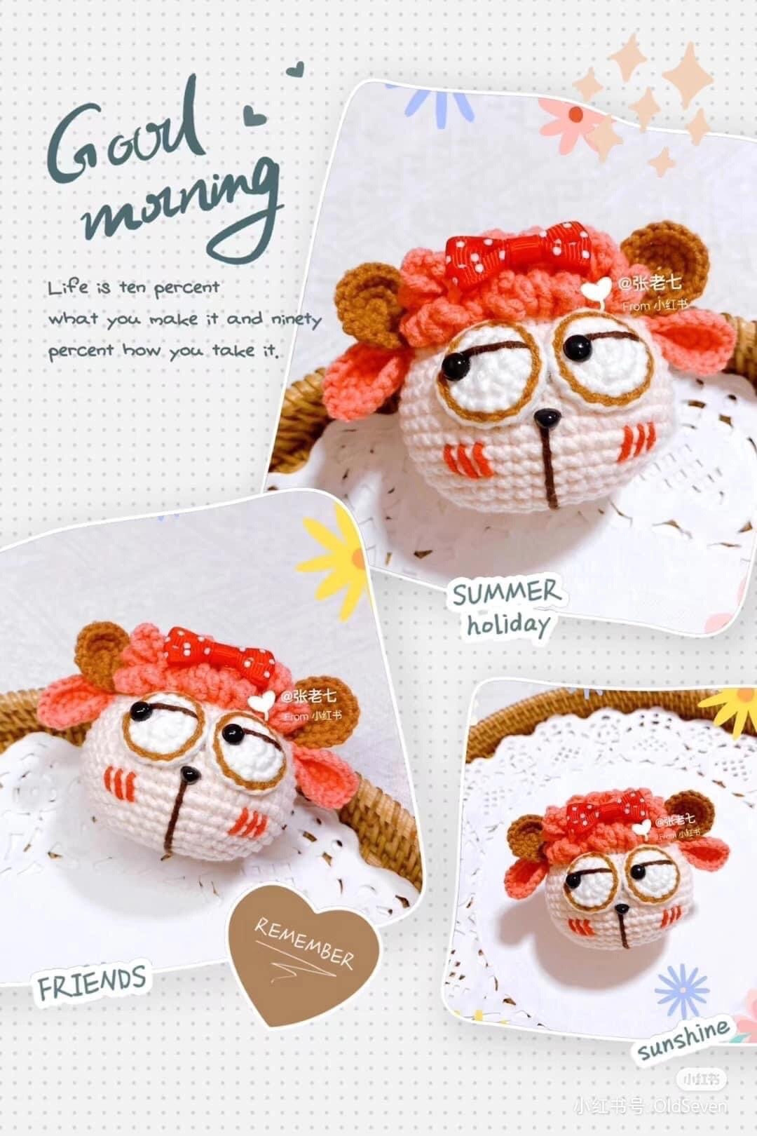 Crochet Owl Bobblehead on Motorcycle Handlebar for Fun Rides