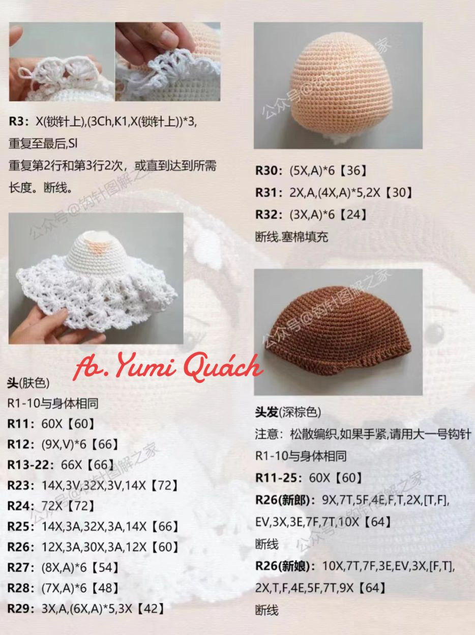 Crochet Pattern: Adorable Bride and Groom Amigurumi Dolls